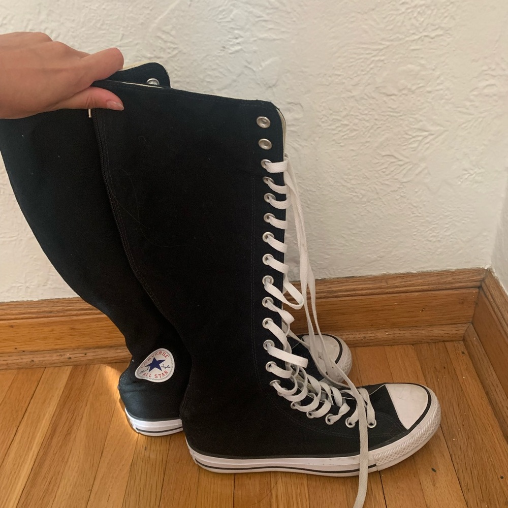 Knee high converse all-star lace-up shoes